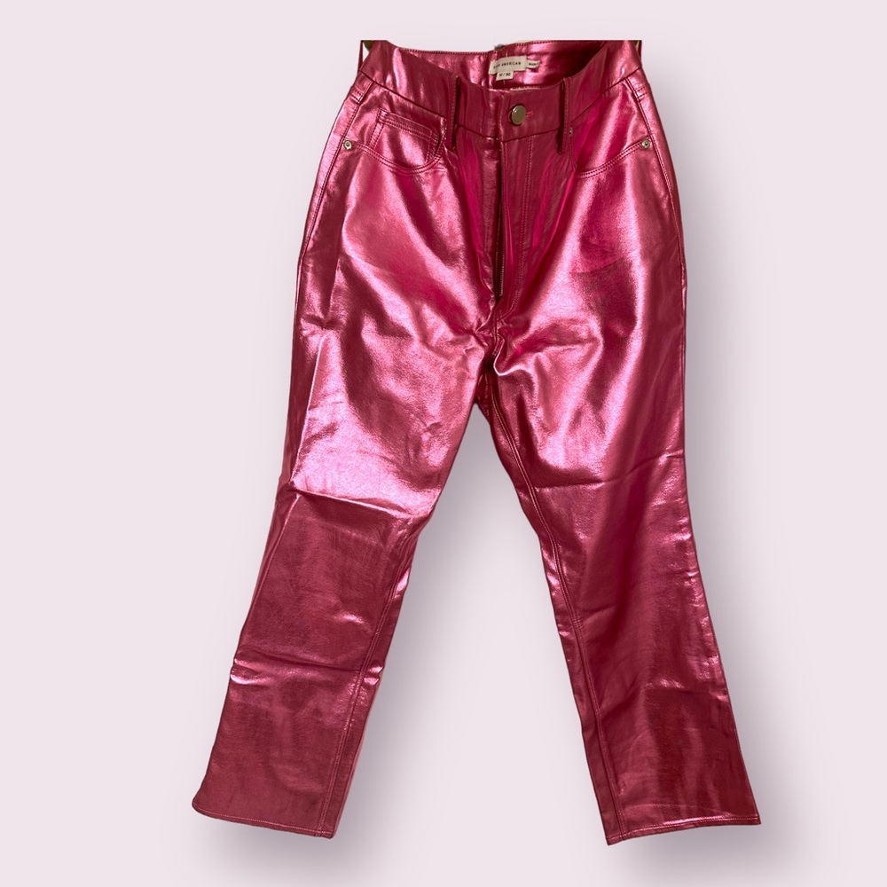 NWOT Pink Metallic Good American Pants Barbiecore